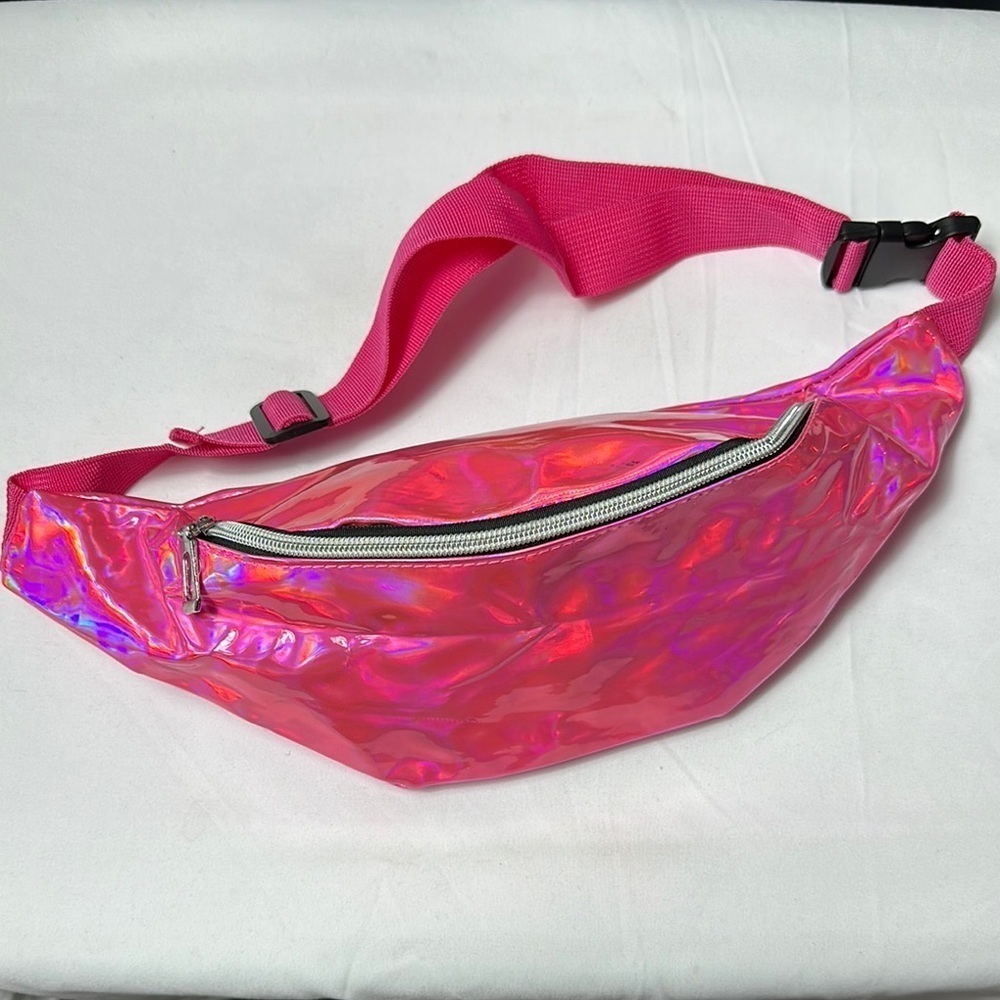 Pink Holographic Fanny Pack with Adjustable Strap - Picture 1 of 10